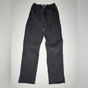 Hollister Curvy Ultra High Rise Dad Jeans Women’s 3L Black Distressed